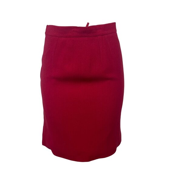 Valentino Vintage 2000's Womens Red Wool Skirt & Blazer Set Siz 8 - Picture 8 of 16